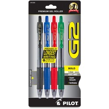 Pilot PIL 31255 G2 Retractable Gel Ink Rollerball Pens - Bold Pen Poin