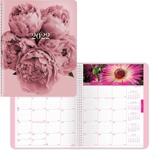 Dominion RED CB1219PNK Brownline Pink Floral Planner - Monthly - 1.2 Y