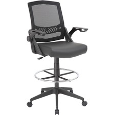 Norstar BOP B16223BK Boss Black Flip Arm Mesh Drafting Stool - Black S