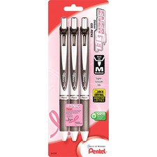 Pentel PEN BL77ABP3ABC Energel Pink Bca Ribbon Rtx Liquid Gel Pens - M