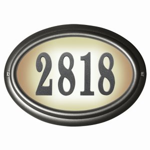 Qualarc LTO-1302-PW Edgewood Oval Lighted Address Plaque In Pewter Fra