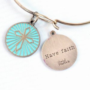 Gleeful RT-FAITH-TURQ-BRA Faith Token Charm Bracelet  Charm