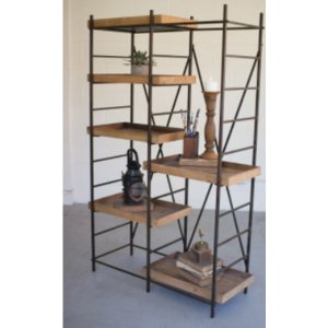 Kalalou CHW1044 Iron Shelving Unit W Six Adjustable Wooden Shelves Min