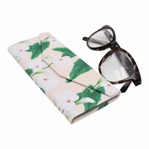 Real 9261 Plants Magnetic Folding  Leather Hard Glasses Case - Lily