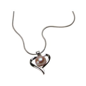 The 290-PFPHN Pink Freshwater Pearl Heart Necklace (18 Long)