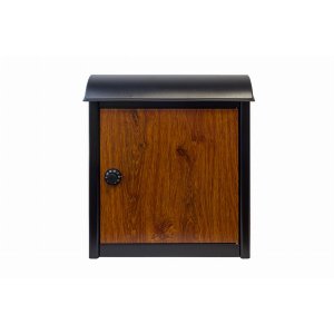 Qualarc WF-W1701BKWD Leece Wall Mounted Mailbox In Black With Wood Fin