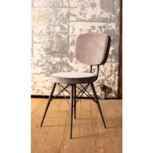 Kalalou NKHU1015 Velvet Dining Chair With Iron Frame  -  Cobblestone 1