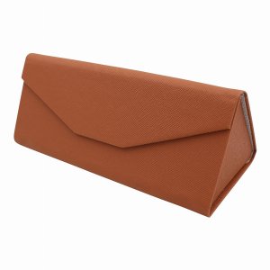 Real 9052 Adorable Solid Color  Leather Glasses Case - Caramel