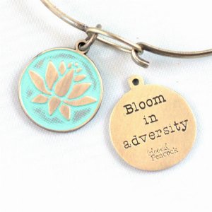 Gleeful RT-BLOOM-T-TURQ-NEC Bloom In Adversity Token Charm  Necklace