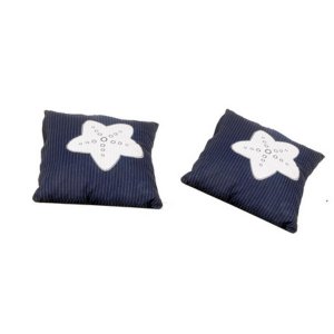 Old AB902 Anne Home - Set Of 2 Blue Pillows With A White Star