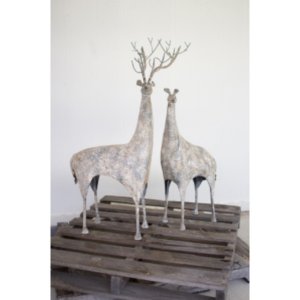 Kalalou CHE1249 Set Of 2 Metal Deer Large 19 X 24 X 46t