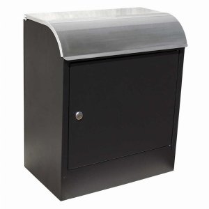 Qualarc WF-PB018 Selma Locking Mail  Parcel Box, Black With Stainless 