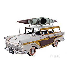 Old AJ019 1957 Ford Woody-look Country Squire Wagon Model With Kayak