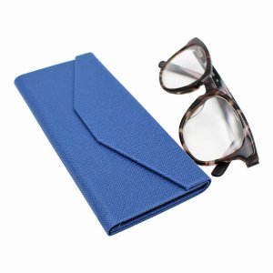 Real 9319 Adorable Solid Color  Leather Glasses Case - Navy