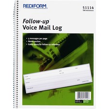 Dominion RED 51114 Rediform Follow-up Voice Mail Log Book - 500 Sheet(