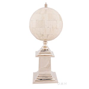 Old AK024 Buffalo Bone Globe With Aluminum Base