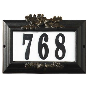 Qualarc CMIST-1309-BL Edgewood Misty Oak Lighted Address Plaque In Bla