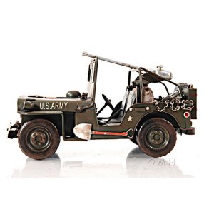 Old AJ030 Green 1940 Willy Overland Model Jeep- 1:12 Scale