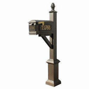 Qualarc WPD-SB1-S3-LM-3P-BRZ Westhaven System With Lewiston Mailbox, (