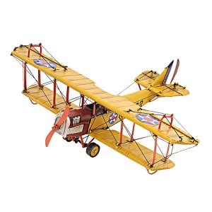 Old AJ015 1918 Yellow Curtiss Jn-4 Jenny Model Fight Bi-plane- 1:24 Sc