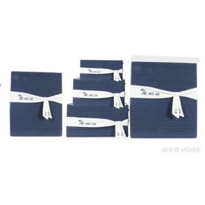 Old AB009 Anne Home - Set Of 5 Blue Fabric Storage Baskets In Several 