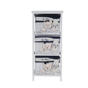 Old AB018 Anne Home - 3 Portable Storage Drawers With Bear Details In 