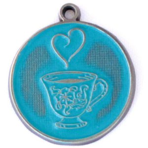 Gleeful RT-RUNNETH-AQUA-NEC Runneth Over Token Charm  Necklace (18 Inc