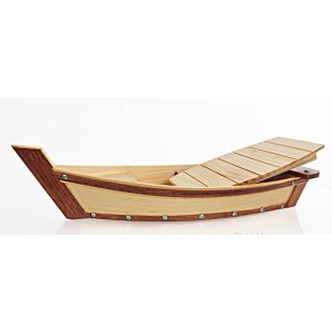 Old Q059 Wooden Sushi Boat Serving Tray