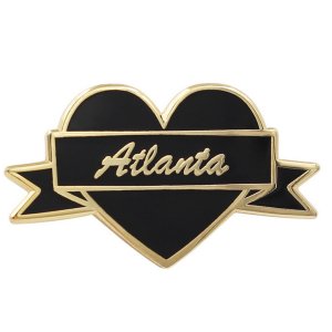 Real 1256 I Heart Atlanta  Black  Gold City Pin