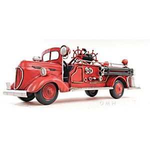 Old AJ020 1938 Ford Red Fire Engine Truck Model- 1:40 Scale