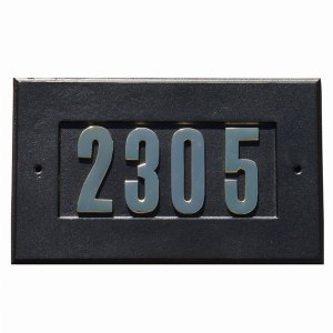 Qualarc ADD-1410-BL Manchester Address Plate With 3 Gold Brass Numbers