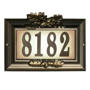 Qualarc CMIST-1309-BZ Edgewood Misty Oak Lighted Address Plaque In Bro