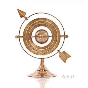 Old AK043 Brass Armillary Globe Dcor- 8 Inches