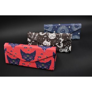 Real 8748 Halloweenhorroroccult  Leather Glasses Case - Baphomet's Cat