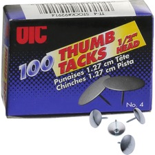 Officemate OIC 92914 Oic Steel Thumb Tacks - 100  Box - Silver - Steel