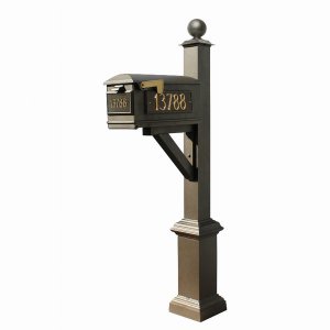 Qualarc WPD-SB1-S4-LM-3P-BRZ Westhaven System With Lewiston Mailbox, (