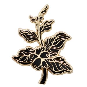 Real 7389 Coffee Berry - Coffee Branch Lapel Pin Enamel Pin (bg)