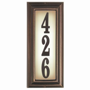 Qualarc LTV-1303-AC Edgewood Vertical Lighted Address Plaque In Antiqu