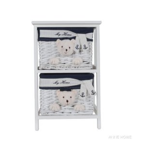 Old AB017 Anne Home - 2 Portable Storage Drawers With Bear Details In 