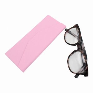 Real 9033 Adorable Solid Color  Leather Glasses Case - Pink