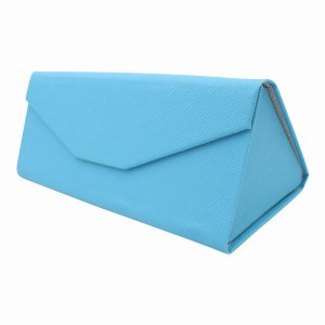 Real 9051 Adorable Solid Color  Leather Glasses Case - Powder Blue