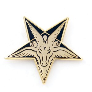 Real 5848 Baphomet Head Pin - Sabbatic Goat Pentagram Occult Enamel Pi