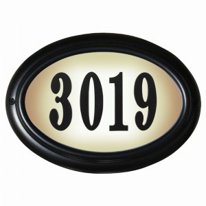 Qualarc LTO-1302-BL Edgewood Oval Lighted Address Plaque In Black Fram