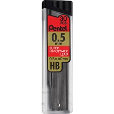 Pentel PEN C25HB Super Hi-polymer Leads - 0.5 Mmfine Point - Hb - Blac