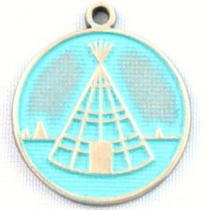 Gleeful RT-TRIBE-TURQ-NEC Tribe Token Charm  Necklace (18 Inches)