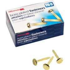 Officemate OIC 99814 Oic Brass Plated Round Head Fasteners - 1 Shank -