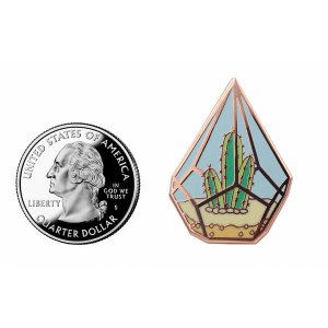 Real 5562 Cactus Pin - Cute Cactus In Geometric Terrarium Enamel Pin