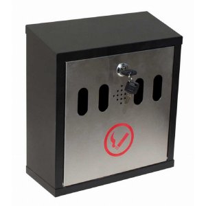 Qualarc WF-8022 Hayward Wall Mount Cigarette Ash Receptacle, Black Wit