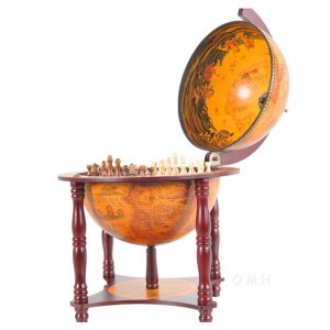 Old NG023 Red Globe Dcor With Inner Chess Board- 13 Inches