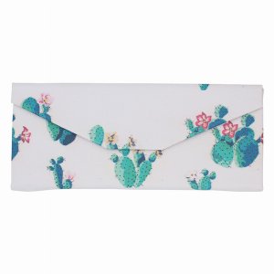 Real 8721 Adorable Cactus  Leather Glasses Case - Flowering Cactus